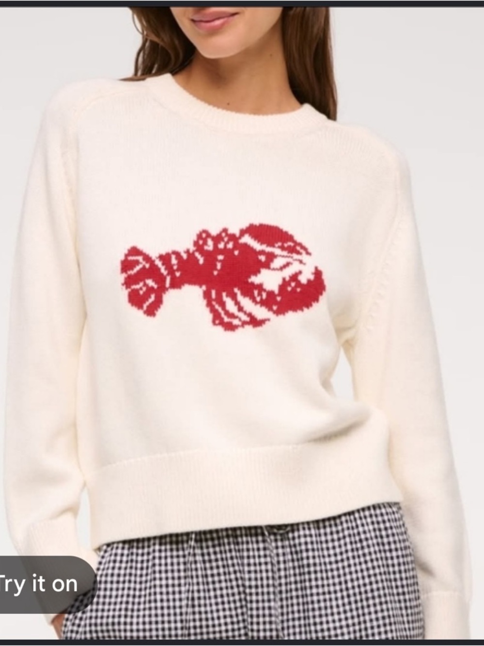 Abercrombie & Fitch Madeline Lobster Crew Sweater Small Ivory Coastal Nautical